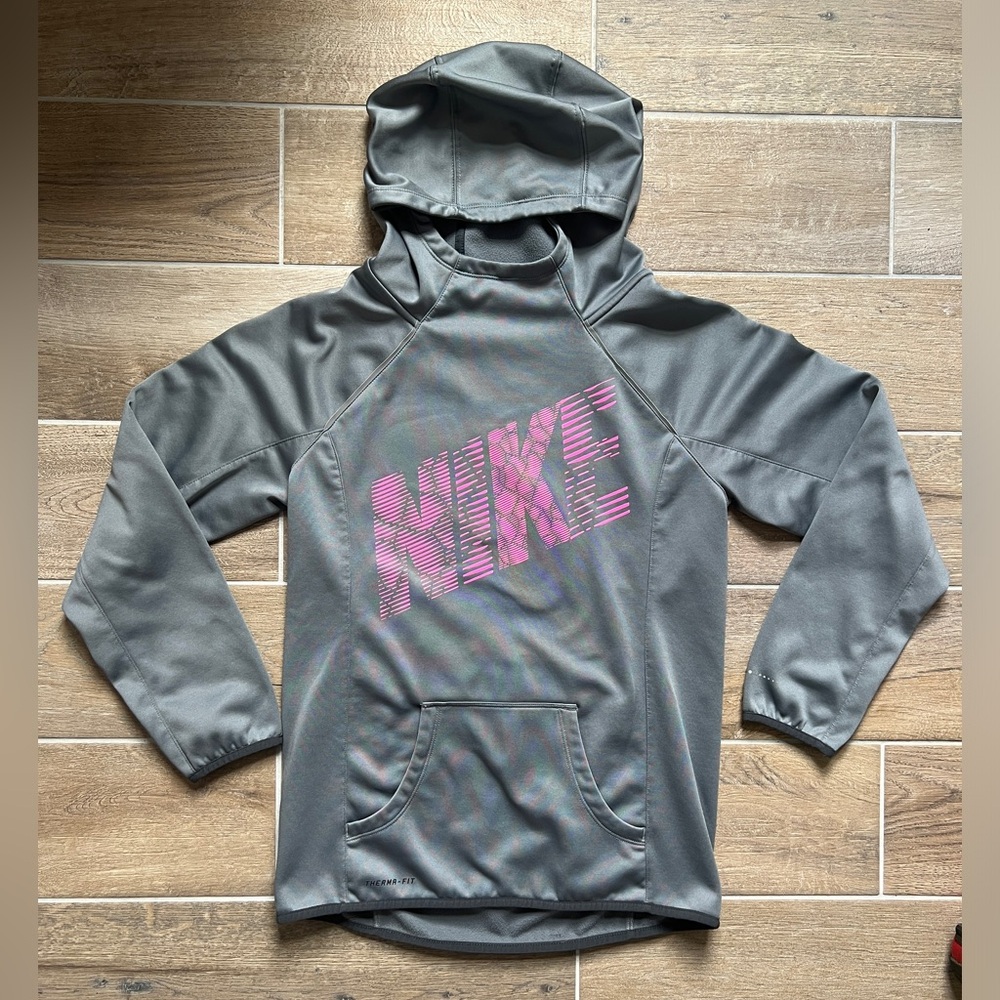 Nike Therma-Dri Hooded Gray Sweatshirt Girls XL